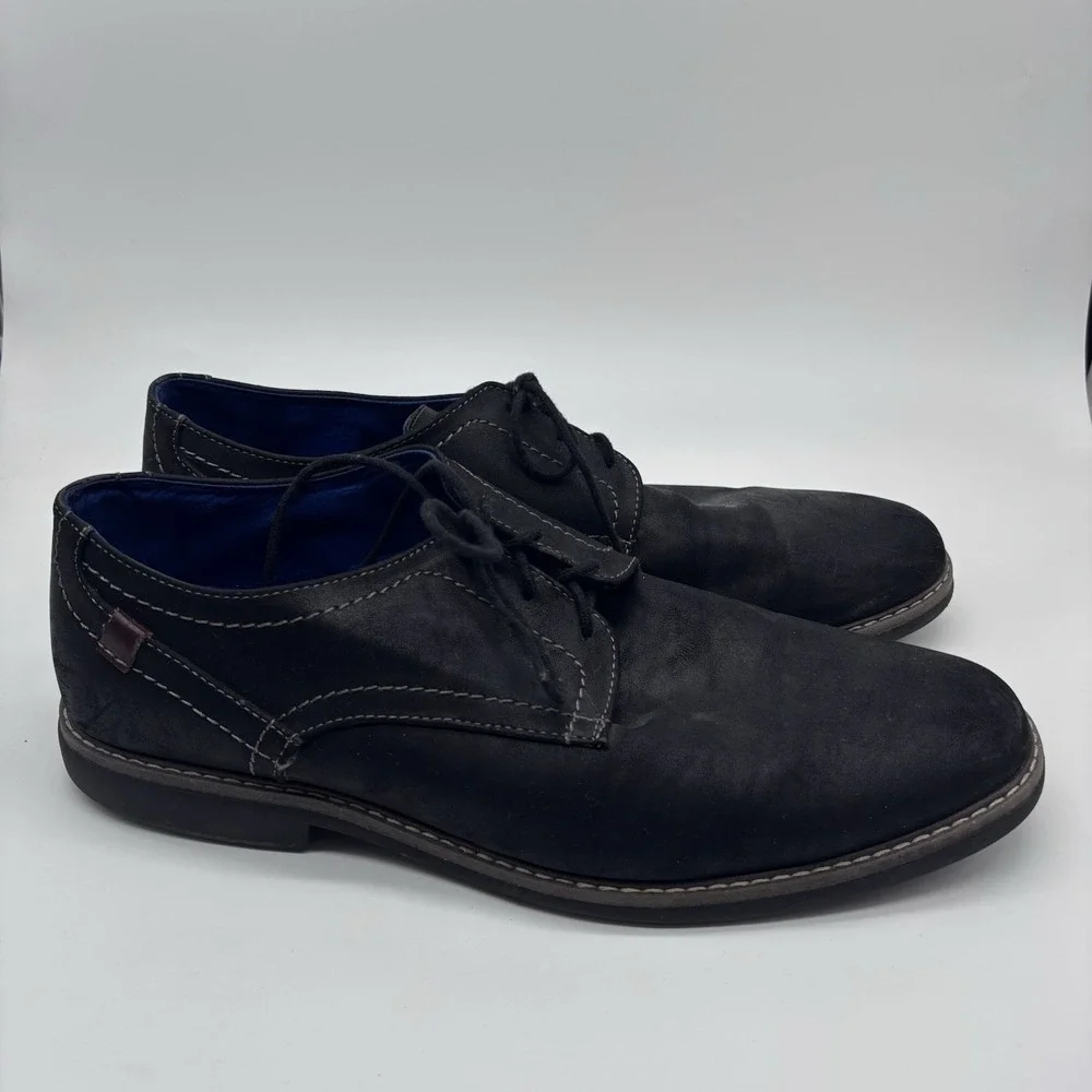 Varese men's‎ shoes,  William, Black With Blue Lining, Size 12W